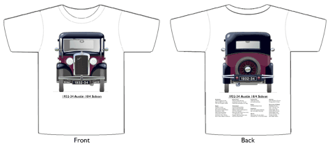 Austin 10/4 Saloon 1932-34 T-shirt Front & Back